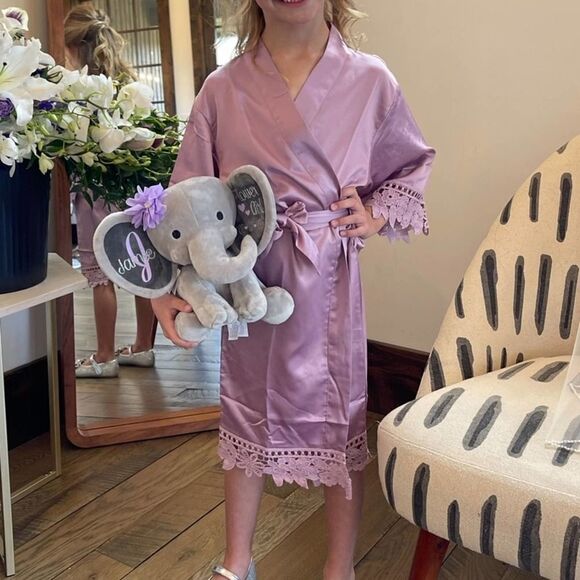 Light Purple Lavender Flower Girl Robe - Picture 2 of 7